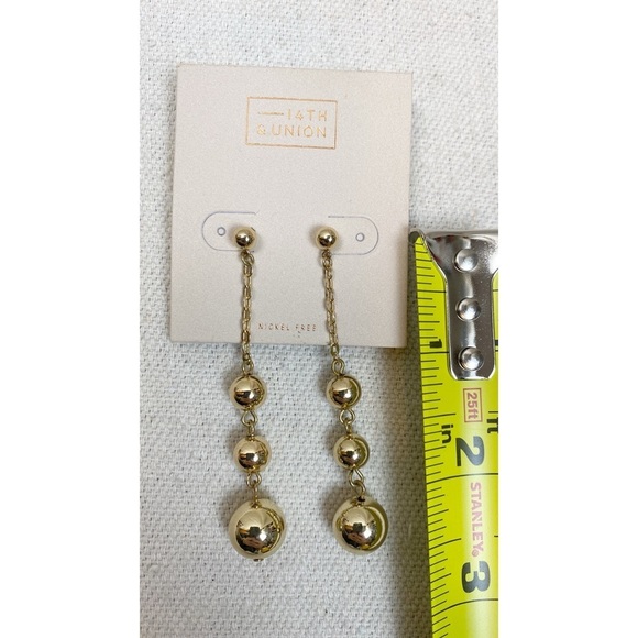 14th & Union Gold Ball Chain Drop Dangle Earrings NWT - Picture 3 of 3